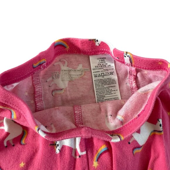 Baby Gap Unicorn Pink Pajama Set Toddler Girls Size 2T - Picture 5 of 6